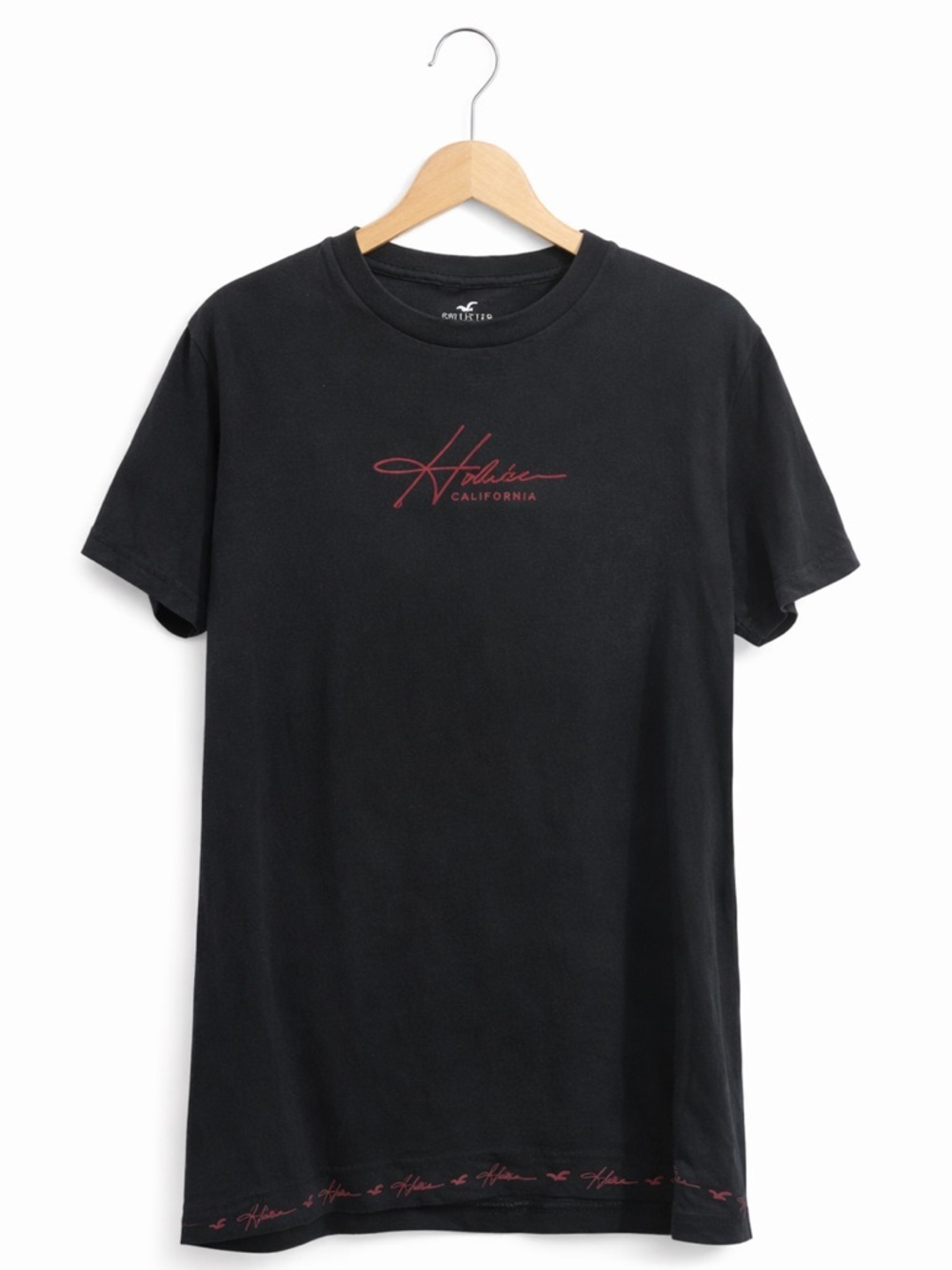 Hollister California Logo T-Shirt Men’s Medium Black Red Graphic Tee